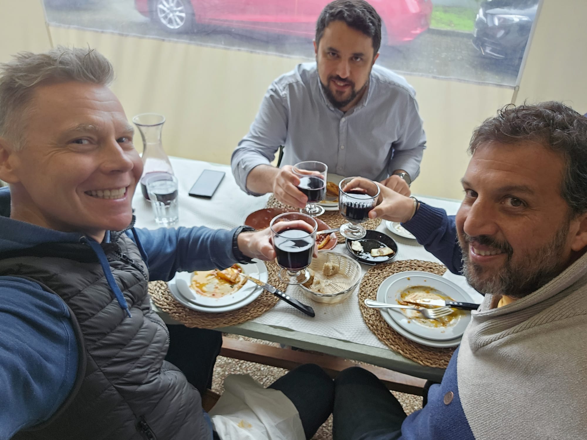 Lunch toast - Fernando, Tomek, and Fernando S.