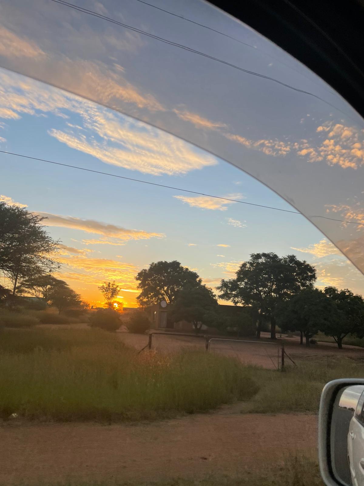 African sunset from the car window