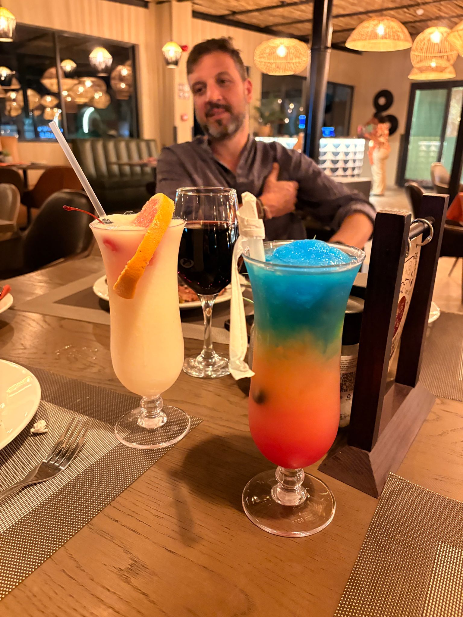 Dinner at Sun City — cocktails well deserved