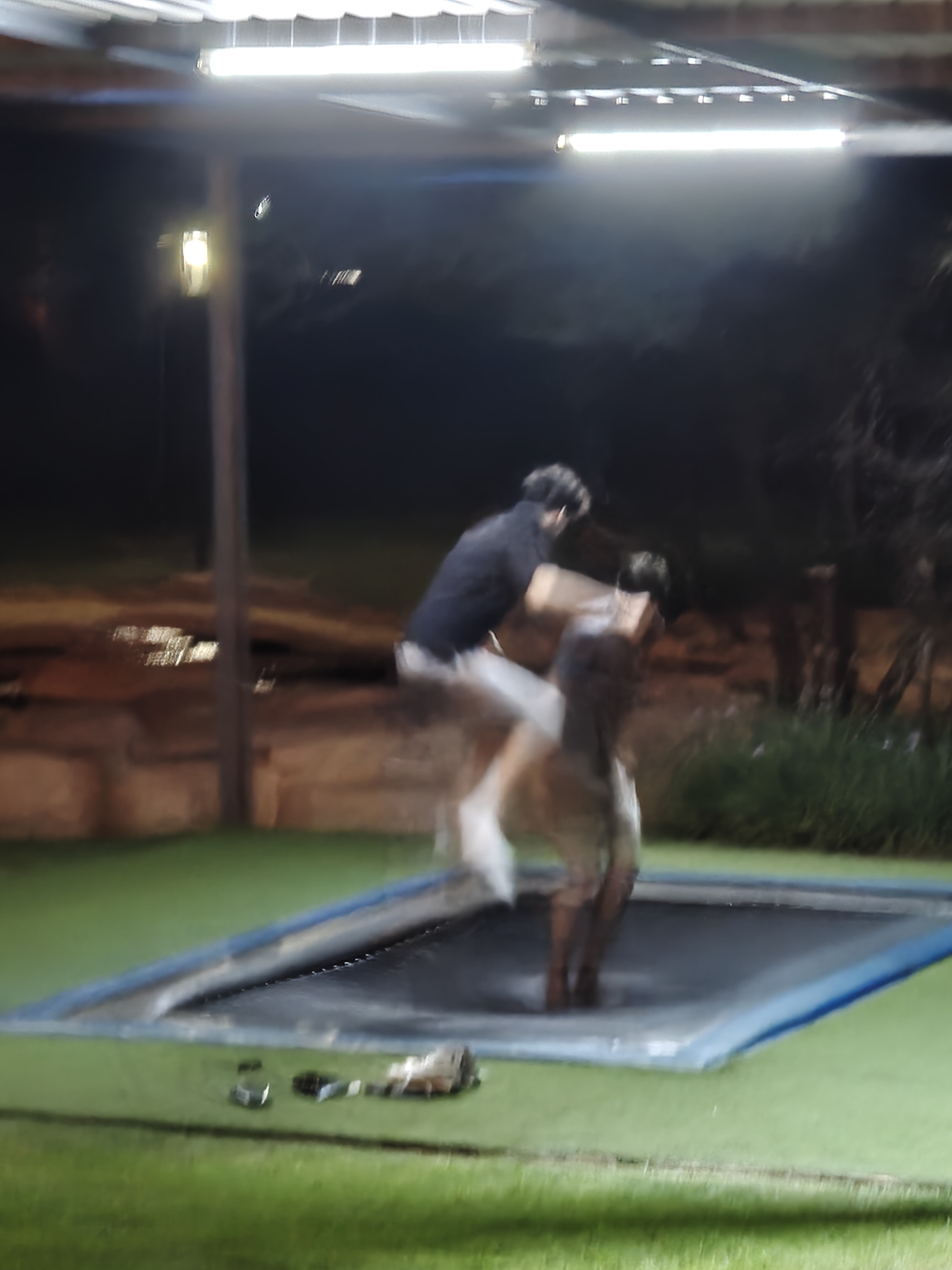Post-dinner trampoline session