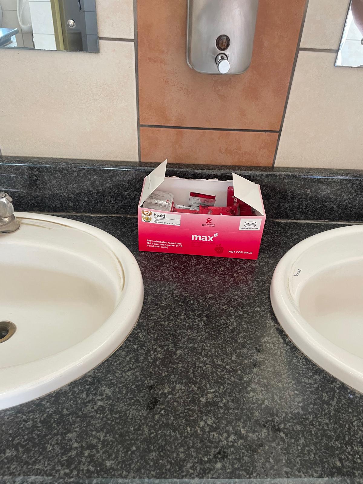 Free condoms at the border bathroom — a reminder of Botswana's fight against HIV